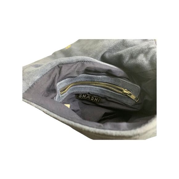 Shashi Women's Kira Blue Suede Beaded Fringed Crossbody Bag - Picture 3 of 4